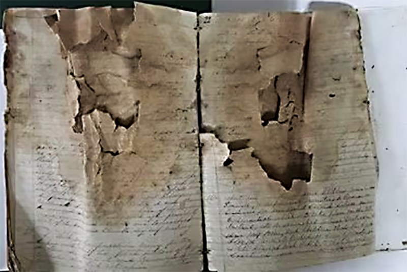 Disintegrating diary of soldier